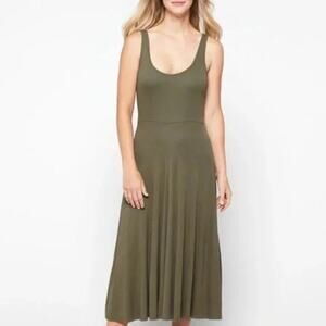 Marine Layer Lexi Ribbed Fit & Flare Sleeveless Scoop Neck Midi Dress Medium